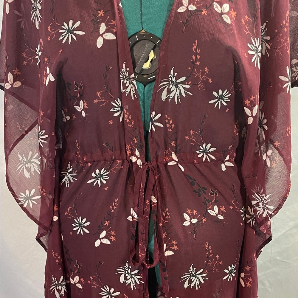 Free Press Burgundy Floral Kimono - Picture 4 of 10
